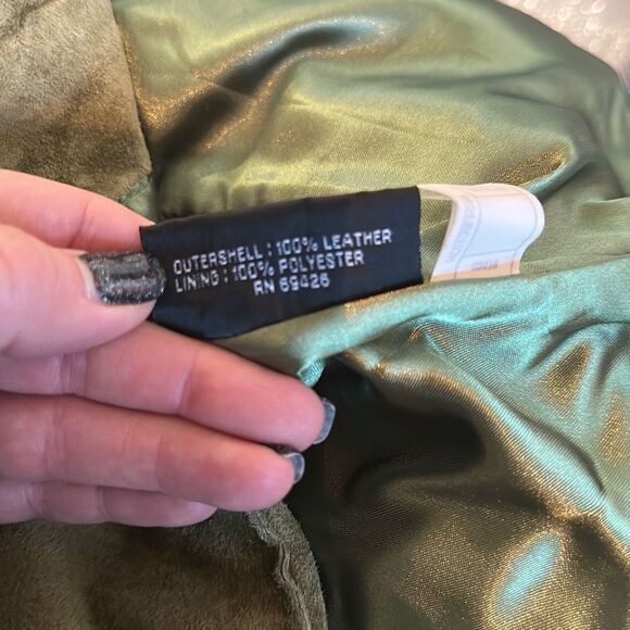 Vintage Y2K Wilsons Leather Leather Jackets Maxima Pea Green Suede Blazer Small - Picture 8 of 8